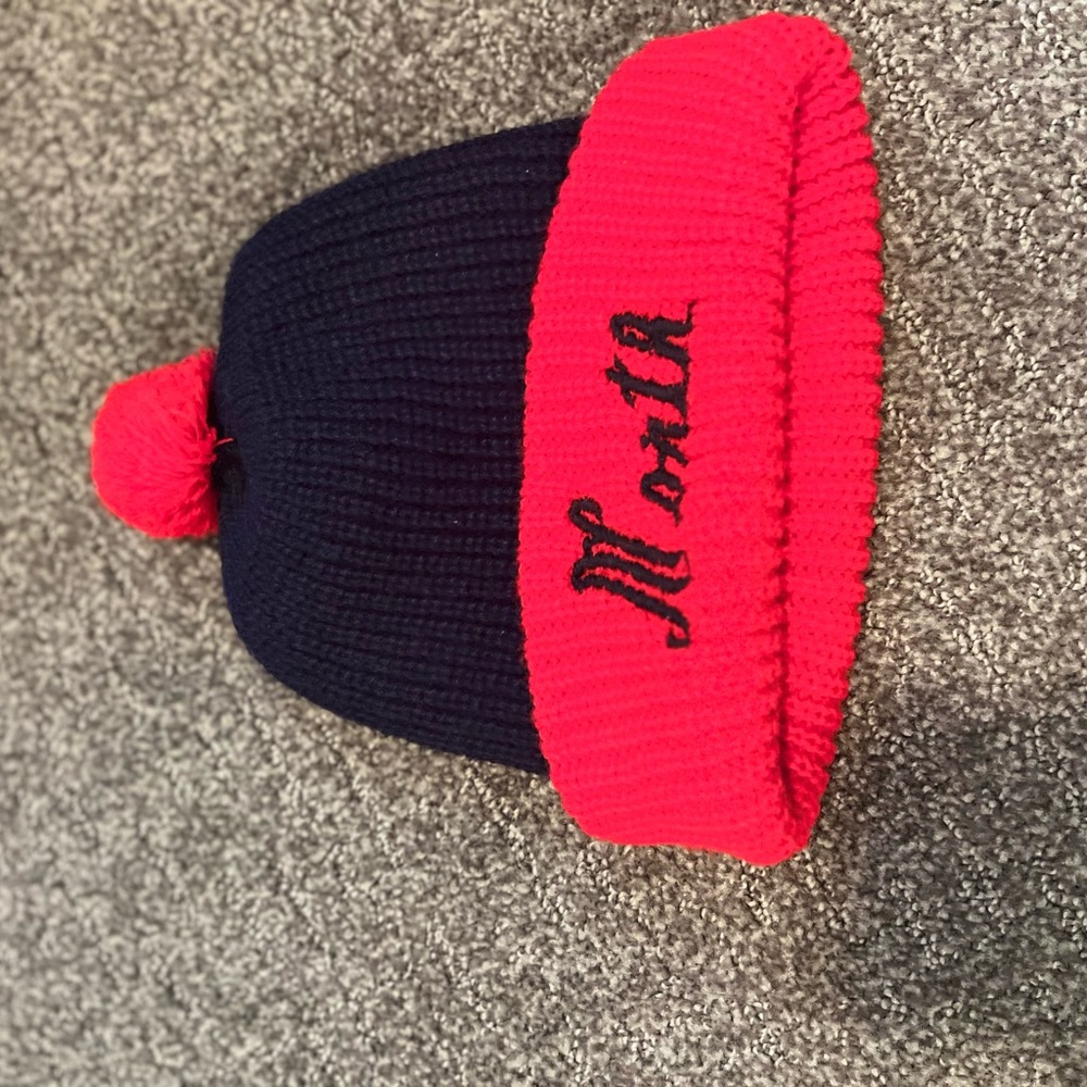 Red and blue beanie